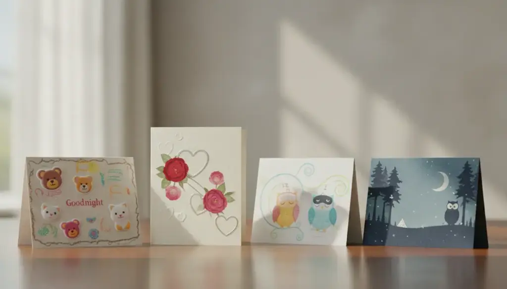 Jakie rodzaje kartek na dobranoc są dostępne dla różnych grup odbiorców?